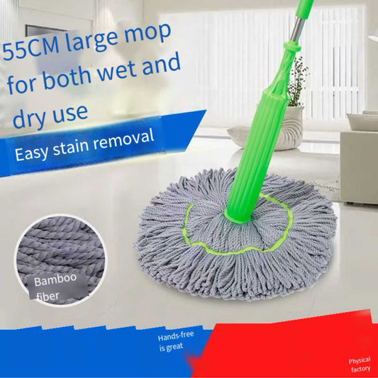 2-in-1 Self-Wringing Mop | Rotating Microfiber Floor Mop with Stainless Steel Pole – Hands-Free Dehydration for Easy Cleaning